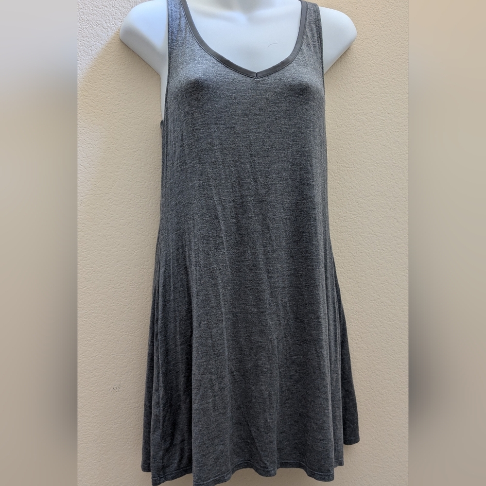 Felina Summer Gray Sleeveless Fit & Flare Tank Tunic Casual Top Leggings size S